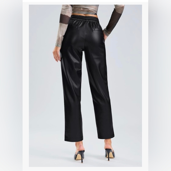 SANTINY Women's Faux Leather Pants #1169 - Picture 5 of 12